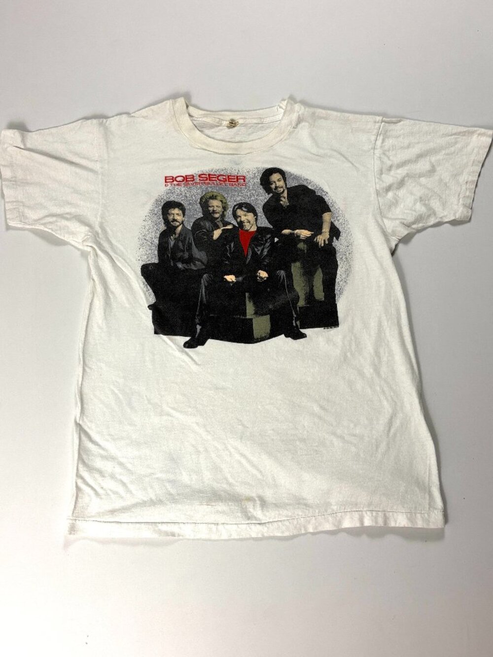 VTG Bob Seger Silver Bullet Band Shirt White Sz S (Tag XL) Like A Rock Tour USA